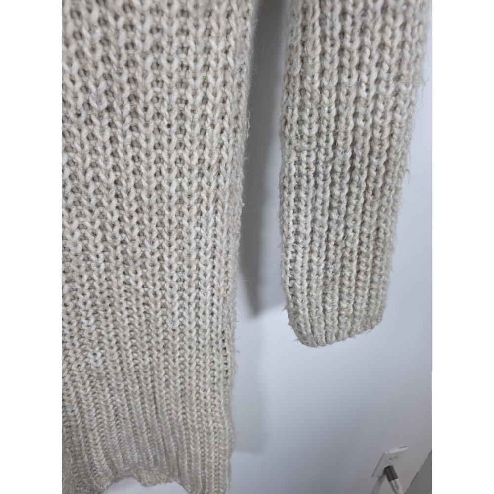 Elsamanda Women Large Cardigan Wool Alpaca Zip Cable Knit Sweater Beige Cozy - Picture 10 of 11